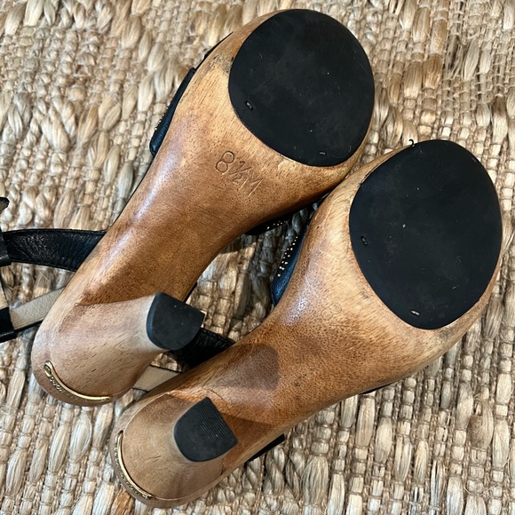 Michael Kors Black Leather Studded Mary Jane Wooden Heels - Picture 4 of 4